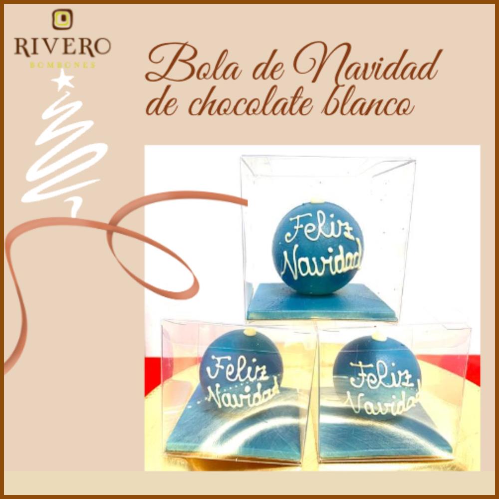 Bolas de Navidad de chocolate blanco pintadas en azul 